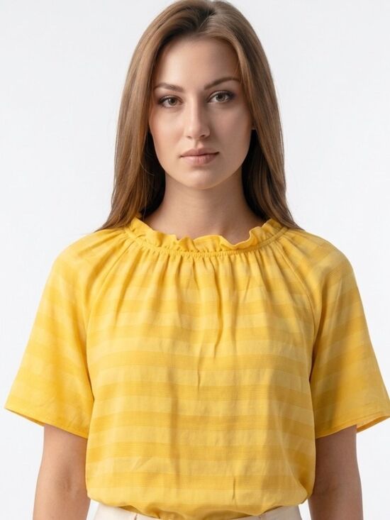 Michael Stars Tops - MICHAEL STARS | Ruffle Tie Neck Top Plisse Yellow